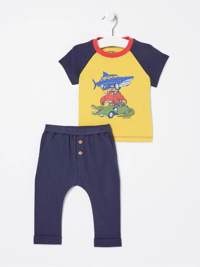Fat Face TShirts and Polos Yellow Shark Graphic Leggings Set 8211 Kids
