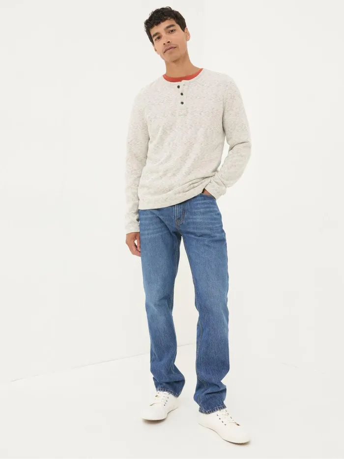 Fat Face TShirts Arundel Ecru White Textured Henley TShirt 8211 Men
