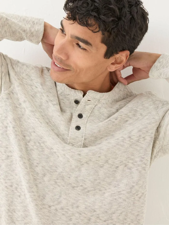 Fat Face TShirts Arundel Ecru White Textured Henley TShirt 8211 Men
