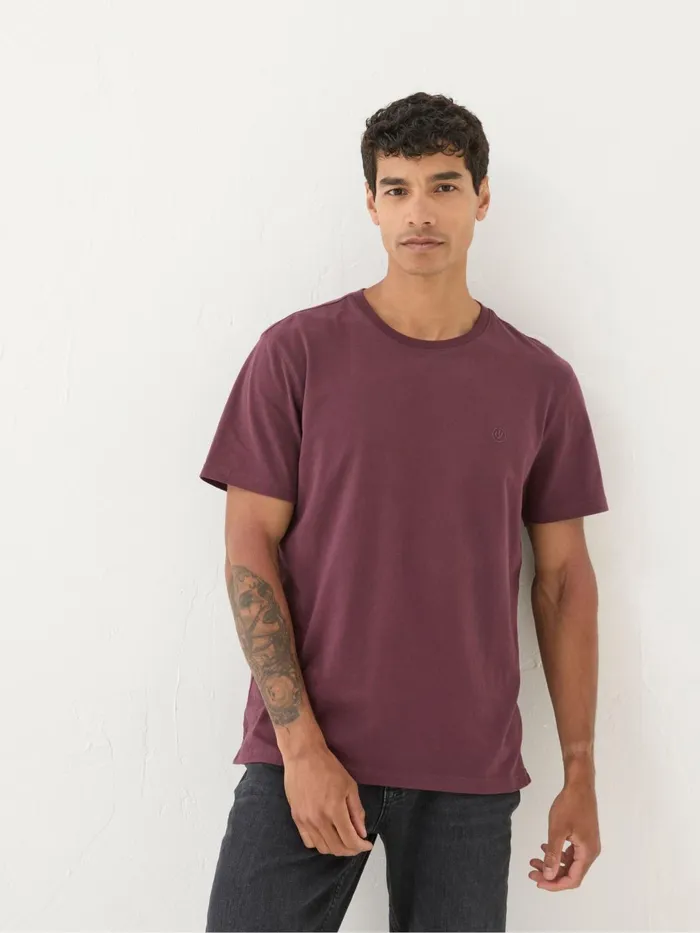 Fat Face TShirts Lulworth Burgundy Red 100 Cotton Organic Crew TShirt 8211 Men