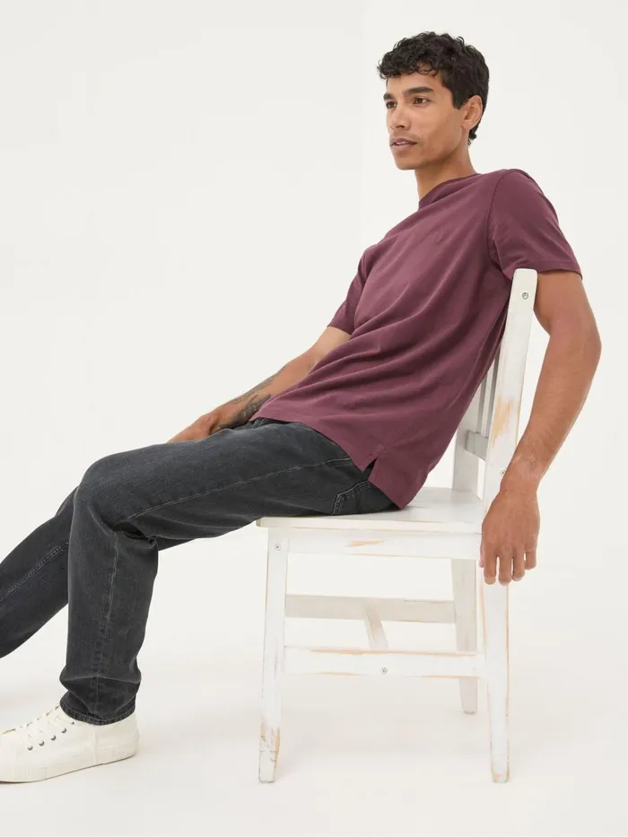 Fat Face TShirts Lulworth Burgundy Red 100 Cotton Organic Crew TShirt 8211 Men