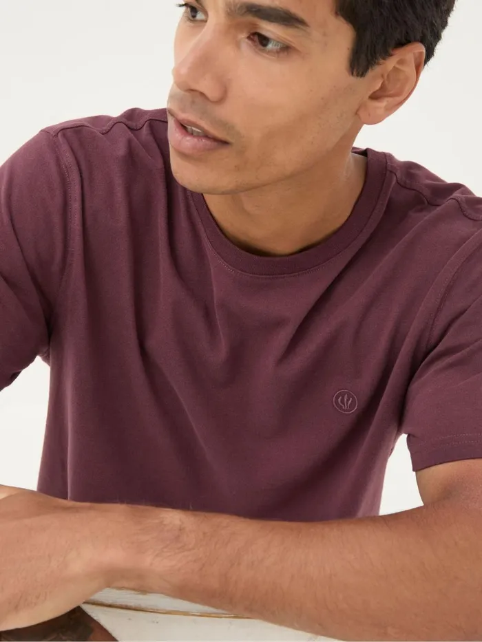 Fat Face TShirts Lulworth Burgundy Red 100 Cotton Organic Crew TShirt 8211 Men