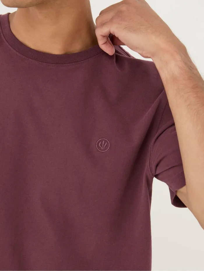 Fat Face TShirts Lulworth Burgundy Red 100 Cotton Organic Crew TShirt 8211 Men