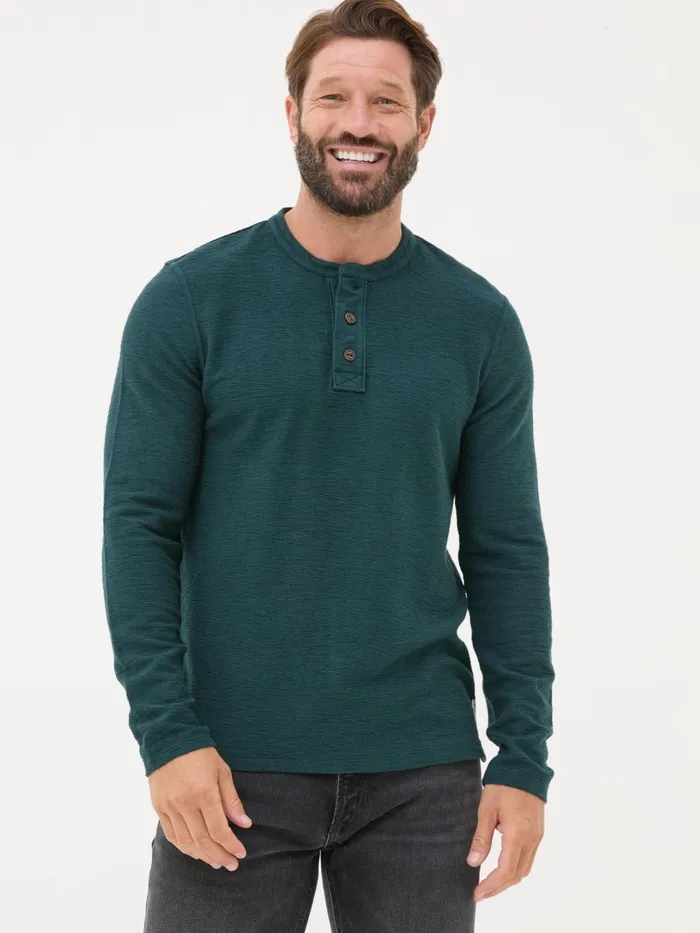 Fat Face TShirts Teal Blue Nutbourne Henley 100 Cotton TShirt 8211 Men