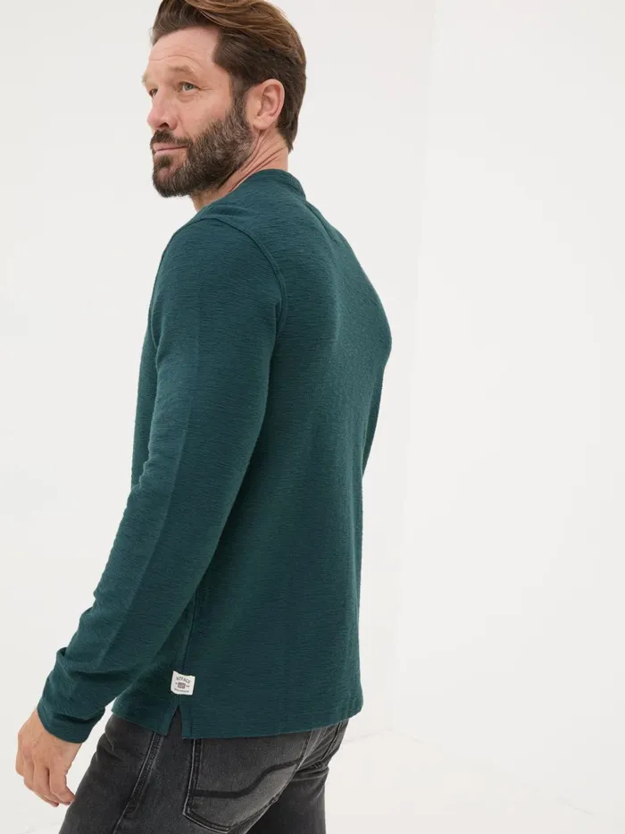 Fat Face TShirts Teal Blue Nutbourne Henley 100 Cotton TShirt 8211 Men