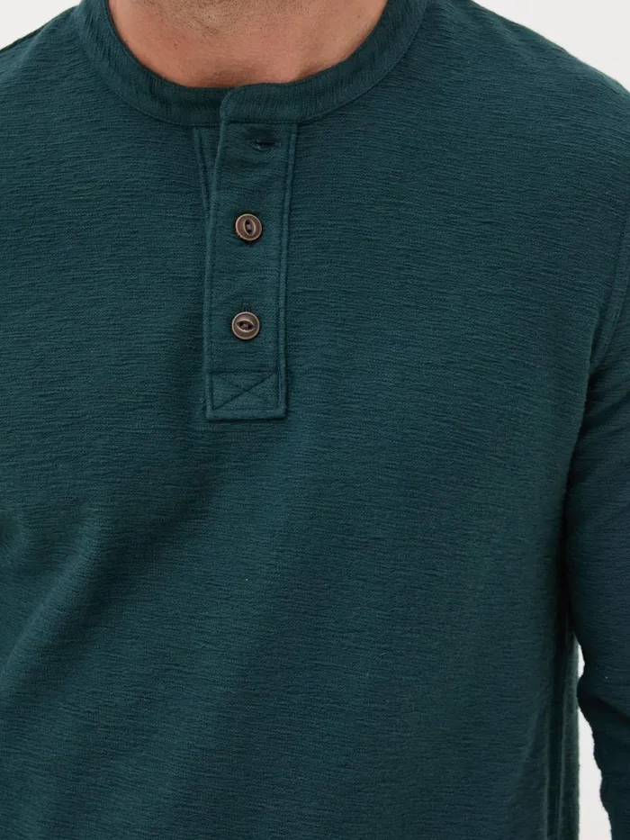Fat Face TShirts Teal Blue Nutbourne Henley 100 Cotton TShirt 8211 Men