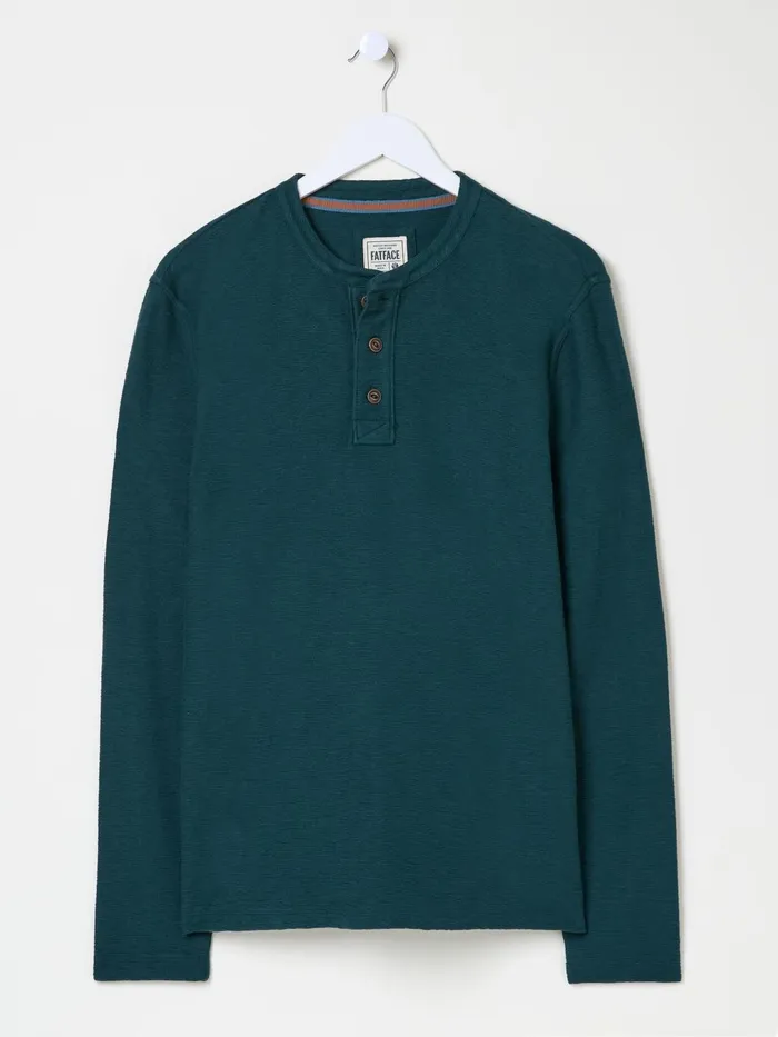 Fat Face TShirts Teal Blue Nutbourne Henley 100 Cotton TShirt 8211 Men