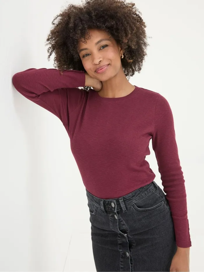 Fat Face Tops and TShirts Callie Dark Red Long Sleeve Top 8211 Women