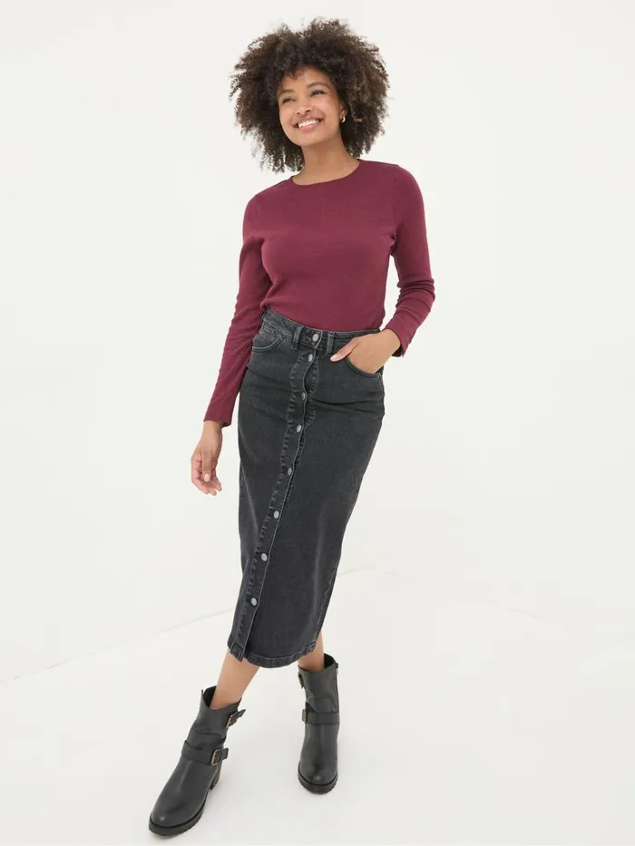 Fat Face Tops and TShirts Callie Dark Red Long Sleeve Top 8211 Women