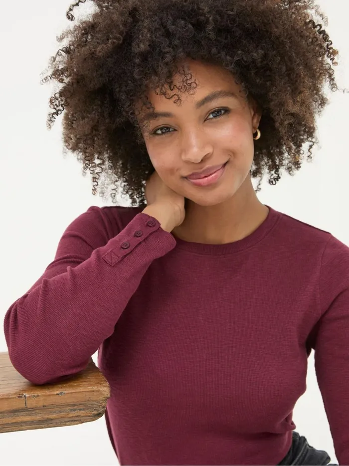Fat Face Tops and TShirts Callie Dark Red Long Sleeve Top 8211 Women