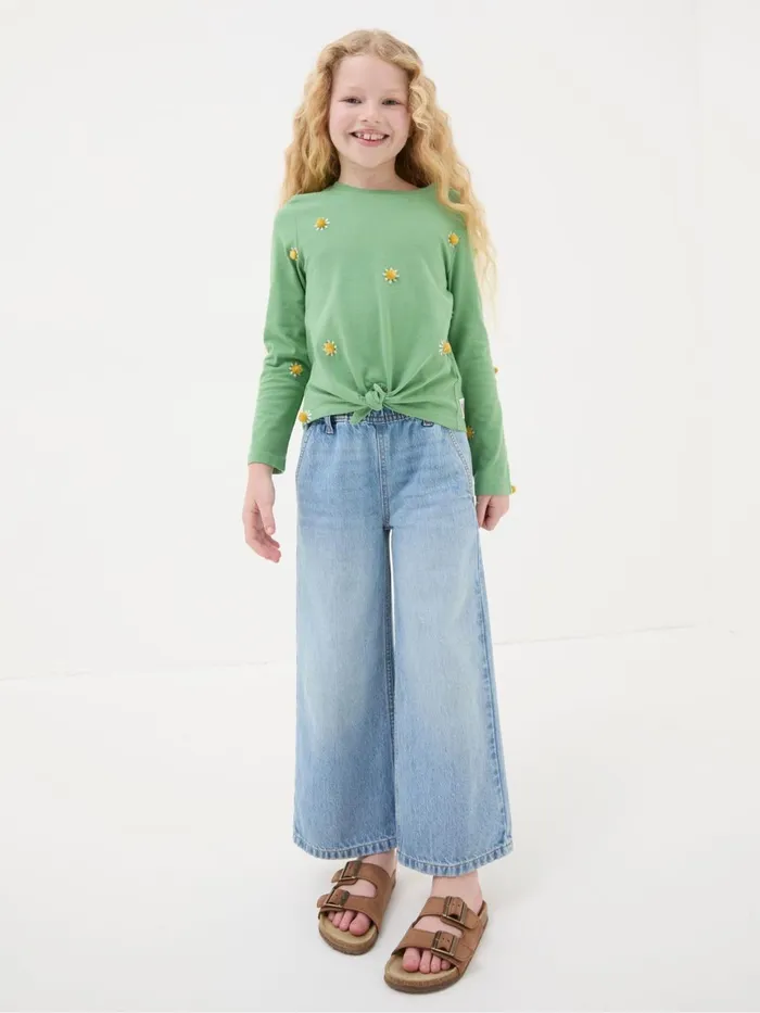 Fat Face Tops and TShirts Green Flower Knot TShirt 8211 Kids