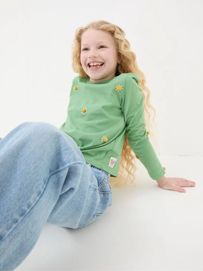 Fat Face Tops and TShirts Green Flower Knot TShirt 8211 Kids