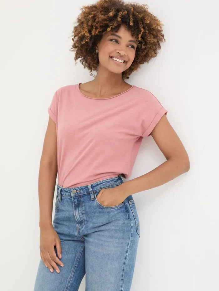 Fat Face Tops and TShirts Ivy Organic Cotton Blush Pink TShirt 8211 Women