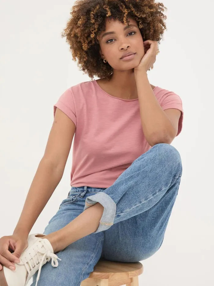 Fat Face Tops and TShirts Ivy Organic Cotton Blush Pink TShirt 8211 Women