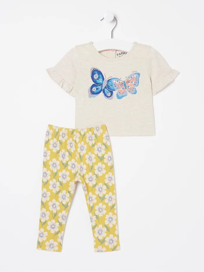Fat Face Tops and TShirts Natural Butterfly Graphic Leggings Set 8211 Kids