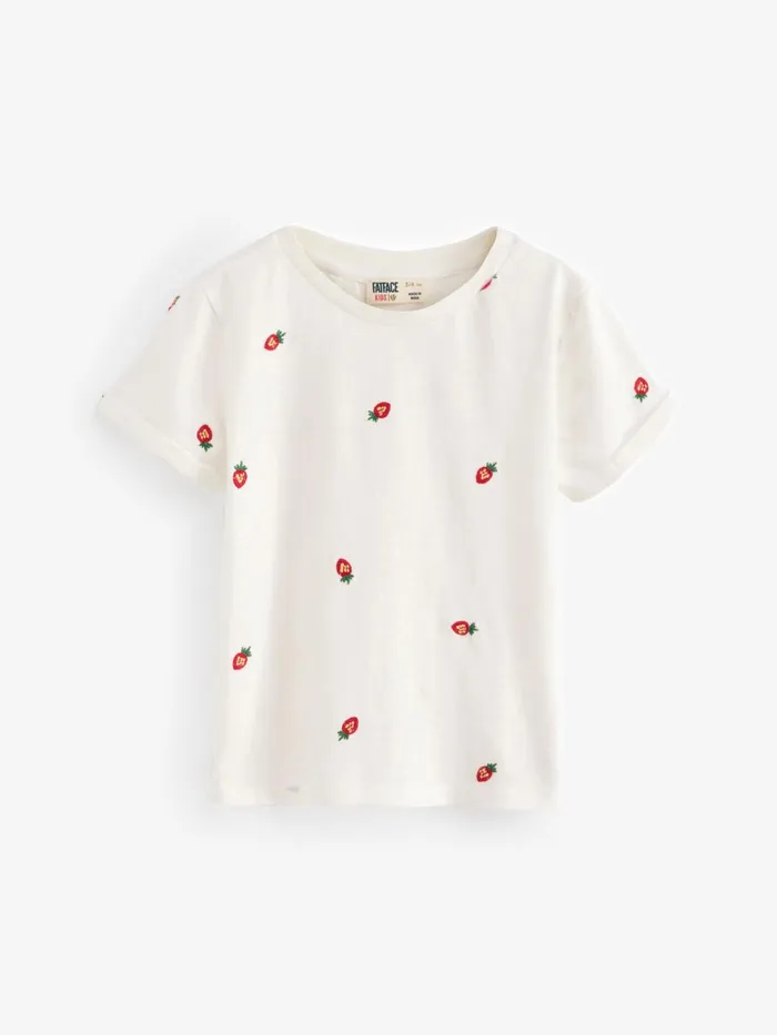 Fat Face Tops and TShirts White Fruit Emb 100 Cotton TShirt 8211 Kids
