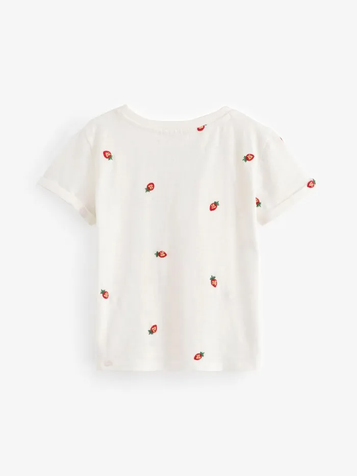 Fat Face Tops and TShirts White Fruit Emb 100 Cotton TShirt 8211 Kids Fat Face Tops and TShirts White Fruit Emb 100 Cotton TShirt 8211 Kids