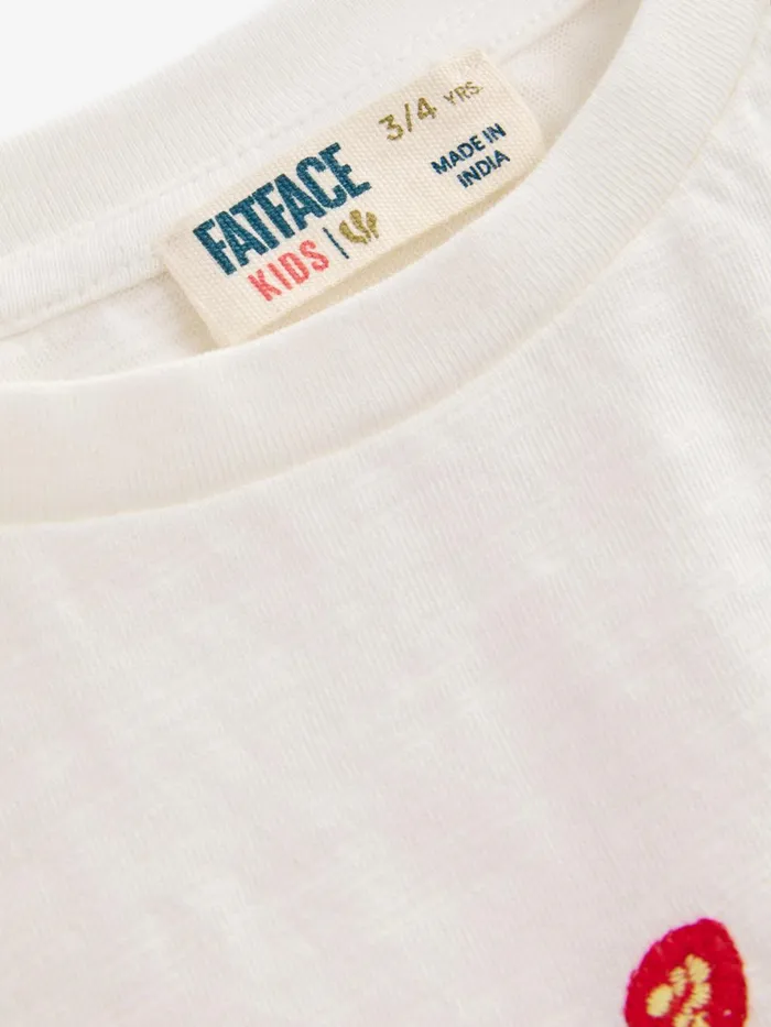 Fat Face Tops and TShirts White Fruit Emb 100 Cotton TShirt 8211 Kids Fat Face Tops and TShirts White Fruit Emb 100 Cotton TShirt 8211 Kids