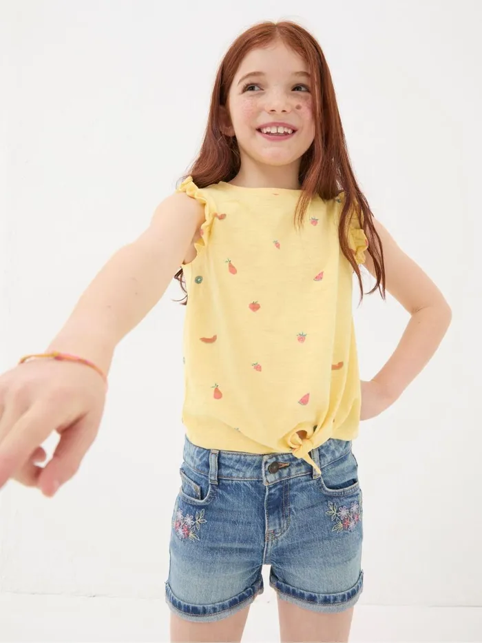 Fat Face Tops and TShirts Yellow Fruit Knot Front TShirt 8211 Kids