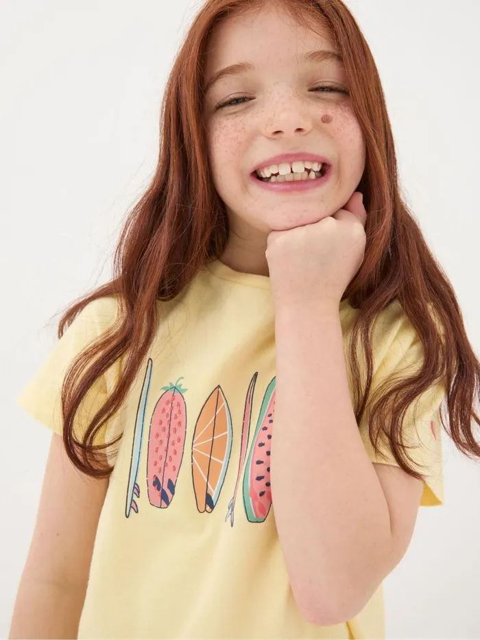 Fat Face Tops and TShirts Yellow Surf Graphic TShirt 8211 Kids
