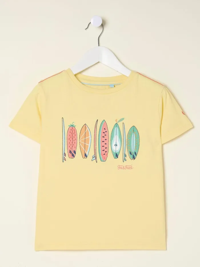 Fat Face Tops and TShirts Yellow Surf Graphic TShirt 8211 Kids