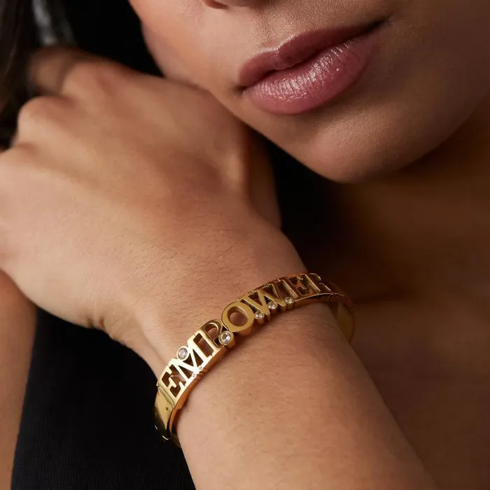 Fine Jewelry Women Alex And Ani Empower Hinge Bracelet Stainless Steel Gold
