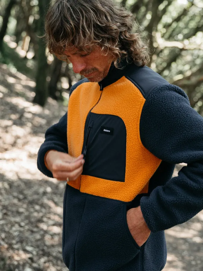 Finisterre Fleece Men Bolster 14 Zip Fleece Navyharvest Gold