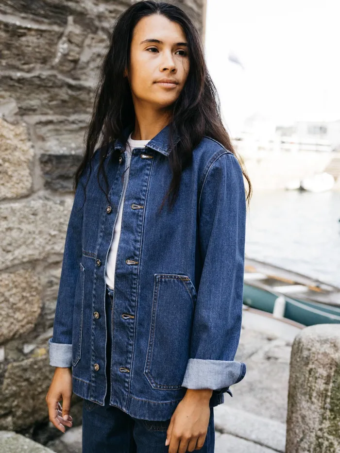 Finisterre Jackets and Coats Women Yarrel Denim Chore Jacket Retro Indigo