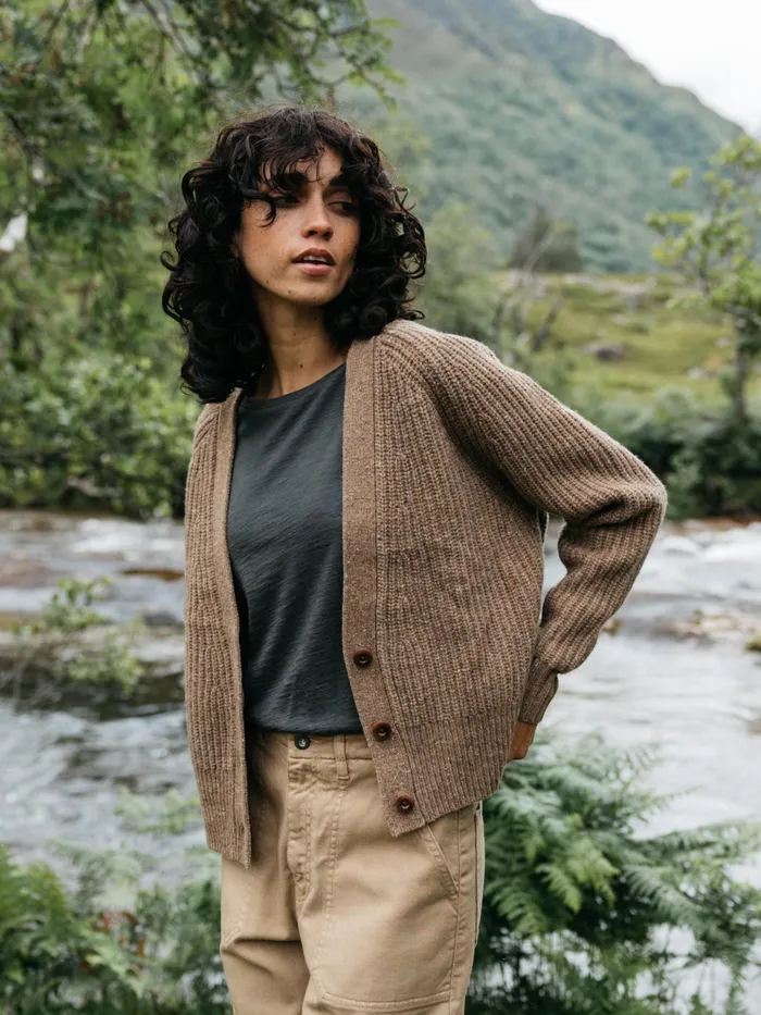 Finisterre Knitwear Women Mora Knit Cardigan Earth Brown
