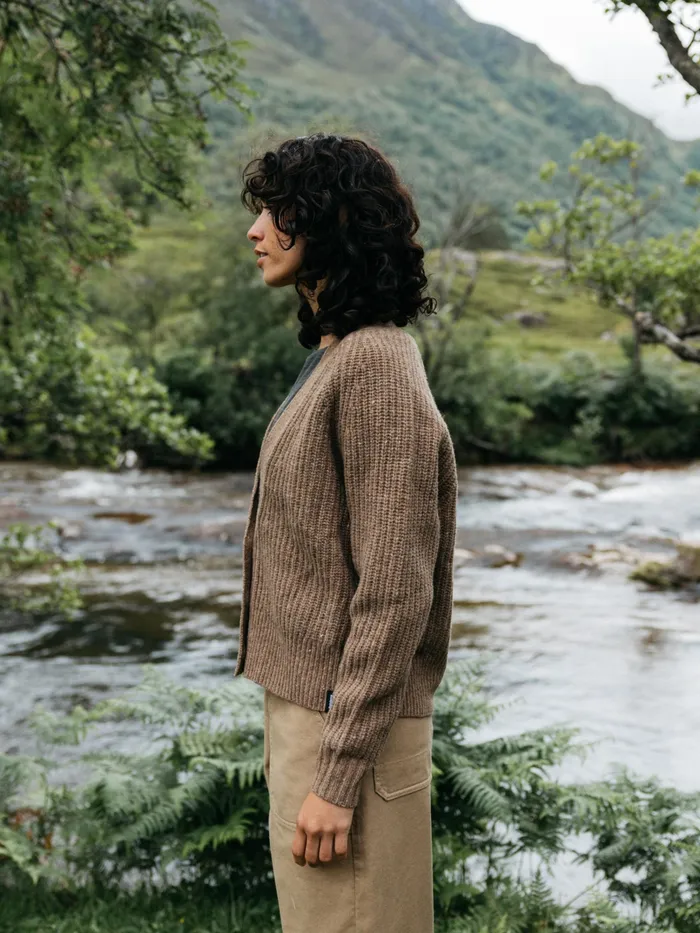 Finisterre Knitwear Women Mora Knit Cardigan Earth Brown