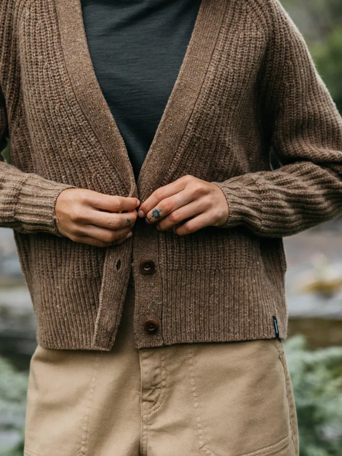 Finisterre Knitwear Women Mora Knit Cardigan Earth Brown