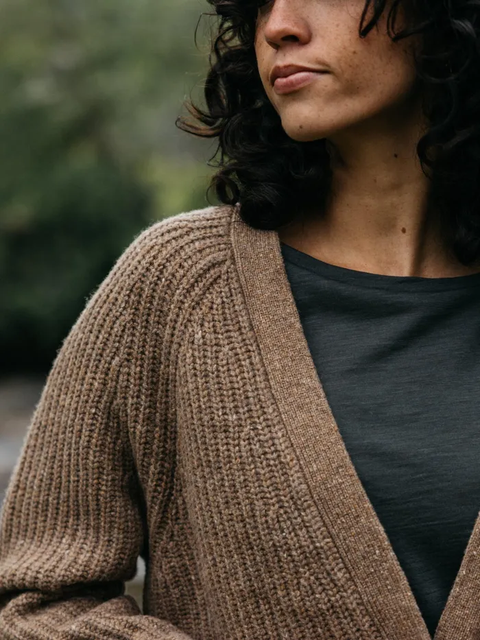 Finisterre Knitwear Women Mora Knit Cardigan Earth Brown
