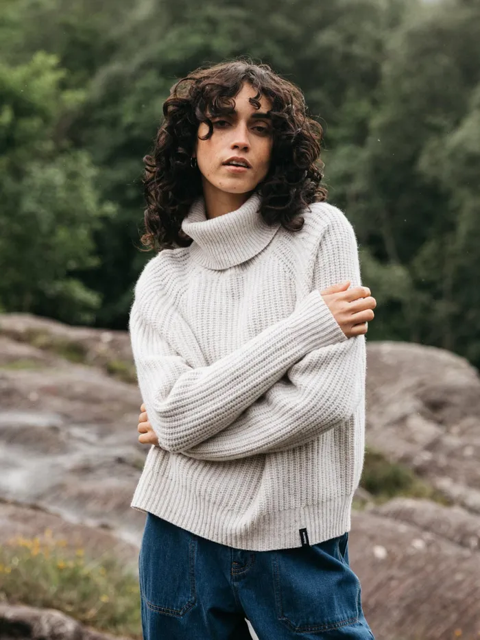 Finisterre Knitwear Women Mora Roll Neck Knit Sweater Ecru