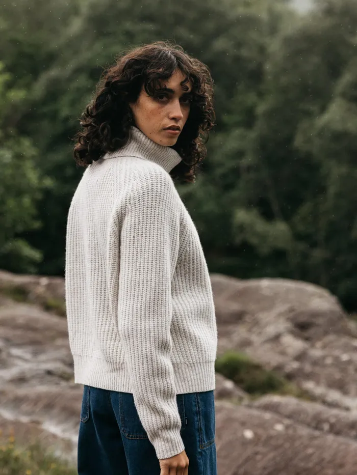 Finisterre Knitwear Women Mora Roll Neck Knit Sweater Ecru