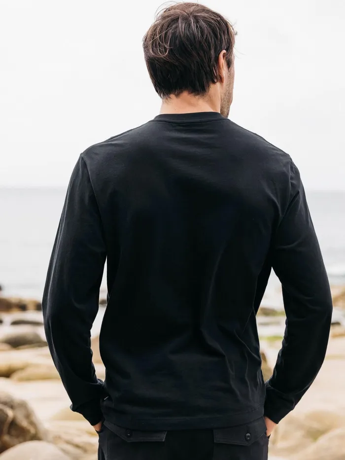 Finisterre TShirts Men Harlyn Logo Long Sleeve TShirt Black