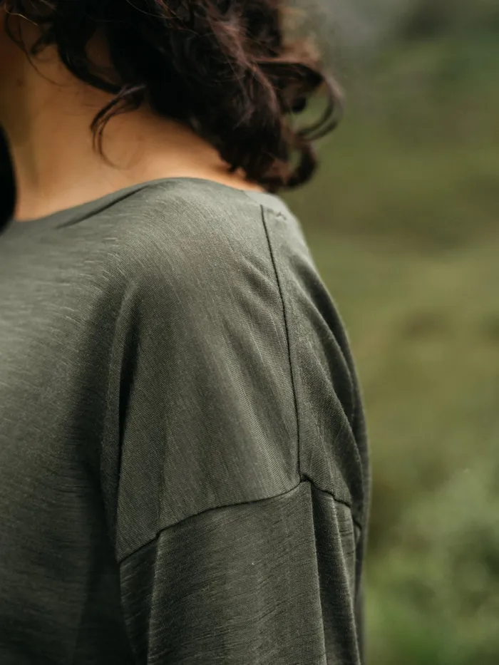 Finisterre Tops and TShirts Women Seeker Merino Long Sleeve TShirt Olive