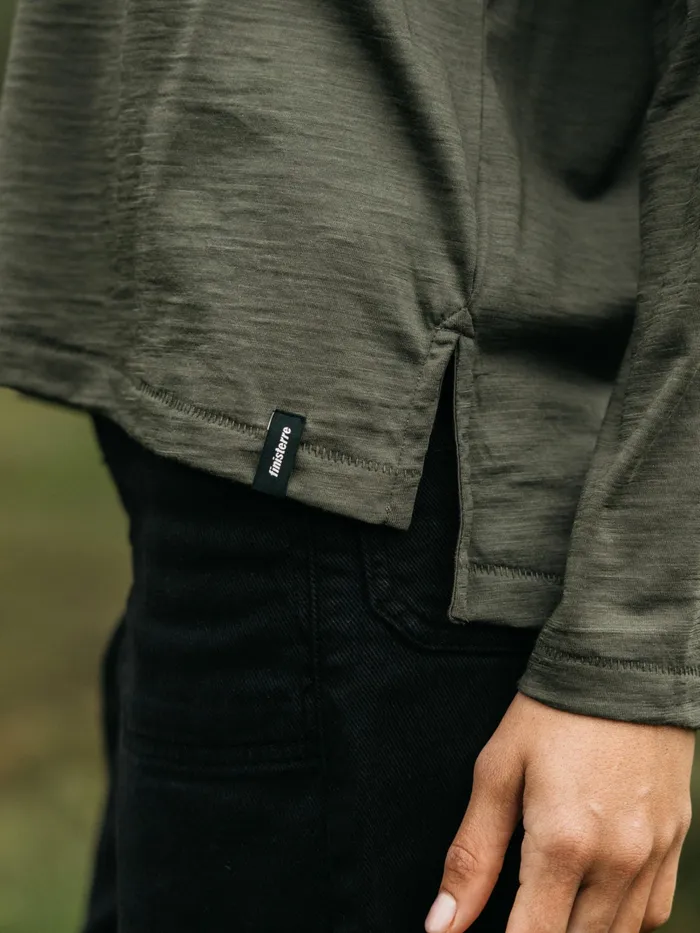 Finisterre Tops and TShirts Women Seeker Merino Long Sleeve TShirt Olive