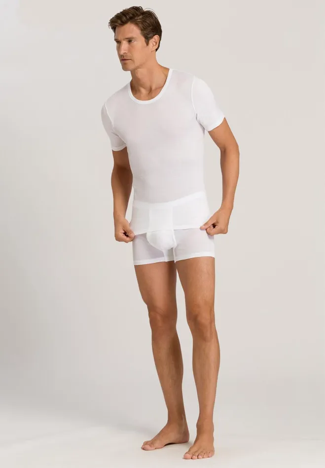 Fitted Cotton Crew Neck TShirt White Men HANRO Loungewear