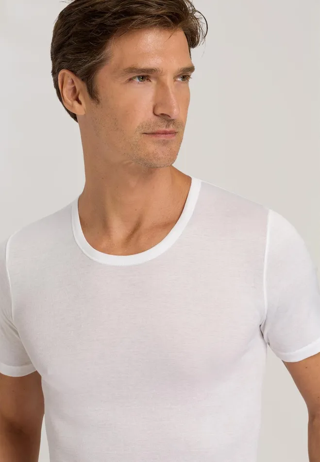 Fitted Cotton Crew Neck TShirt White Men HANRO Loungewear