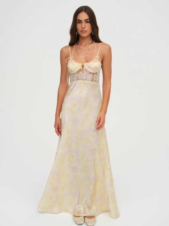 For Love and Lemons Dresses Amora Floral Maxi Dress Yellow 8211 Women