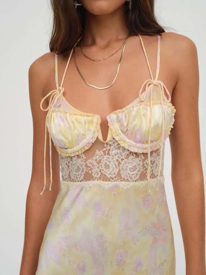 For Love and Lemons Dresses Amora Floral Maxi Dress Yellow 8211 Women For Love and Lemons Dresses Amora Floral Maxi Dress Yellow 8211 Women