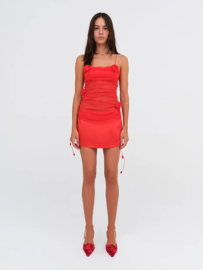 For Love and Lemons Dresses Angela Chiffon Mini Dress Red 8211 Women For Love and Lemons Dresses Angela Chiffon Mini Dress Red 8211 Women