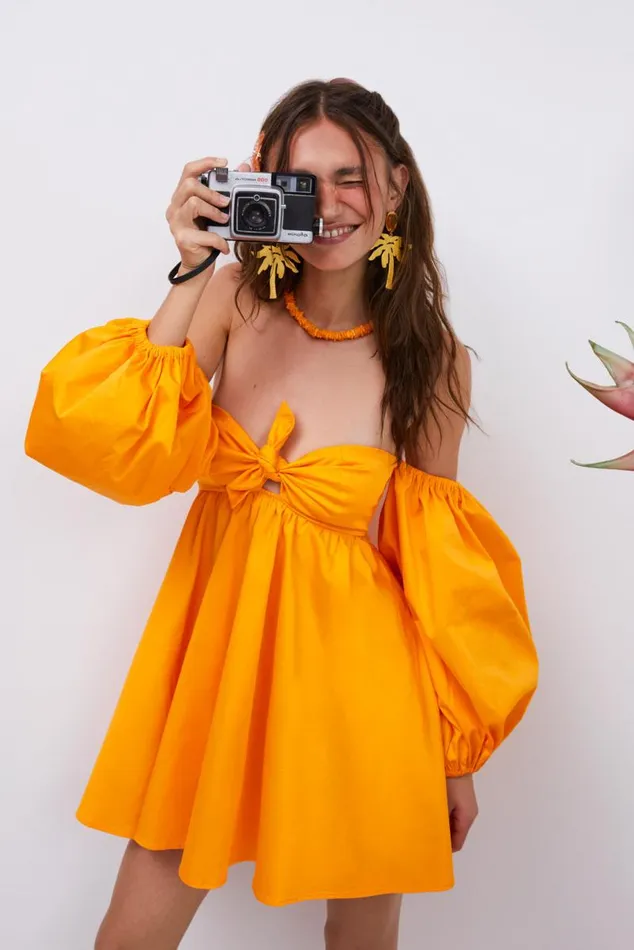 For Love and Lemons Dresses Saint Lucia Mini Dress Orange 8211 Women