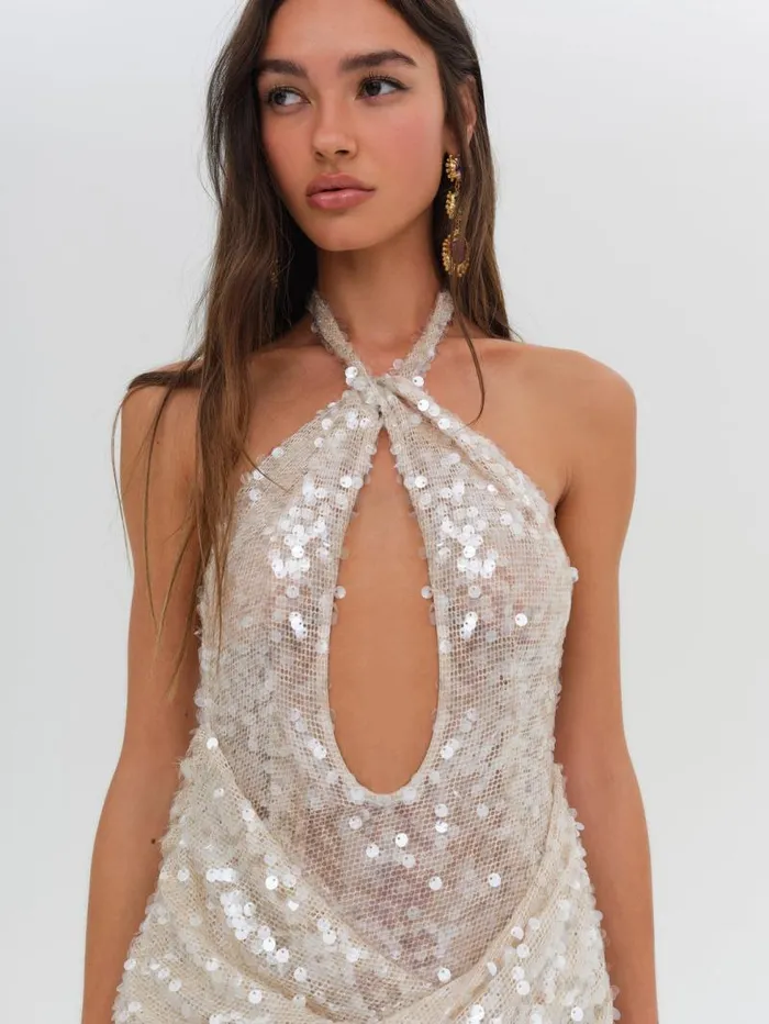 For Love and Lemons Dresses Sydney Sequin Maxi Dress Neutral 8211 Women For Love and Lemons Dresses Sydney Sequin Maxi Dress Neutral 8211 Women