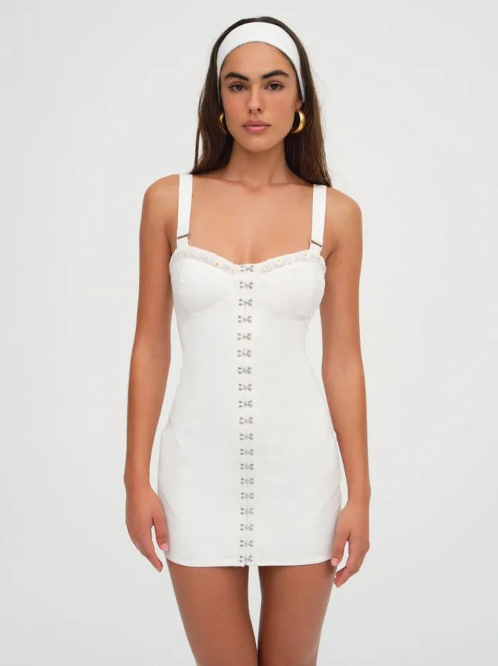 For Love and Lemons Dresses Tilly Denim Mini Dress White 8211 Women