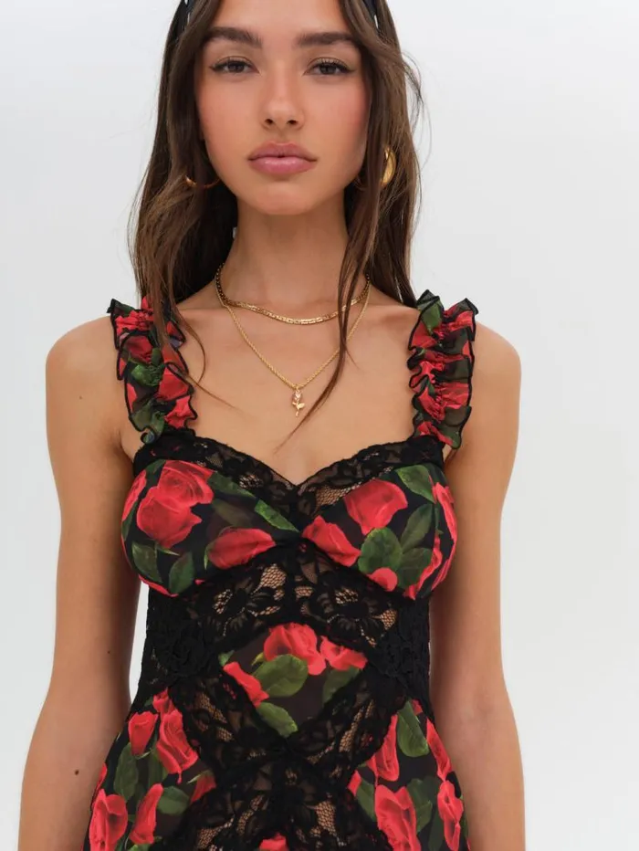 For Love and Lemons Dresses Varvera Sheer Midi Dress Red 8211 Women For Love and Lemons Dresses Varvera Sheer Midi Dress Red 8211 Women