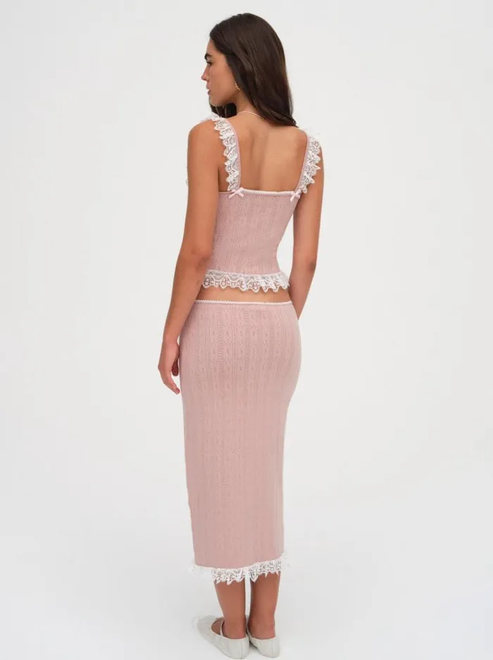 For Love and Lemons Knitwear Andy Knit Midi Skirt Pink 8211 Women For Love and Lemons Knitwear Andy Knit Midi Skirt Pink 8211 Women