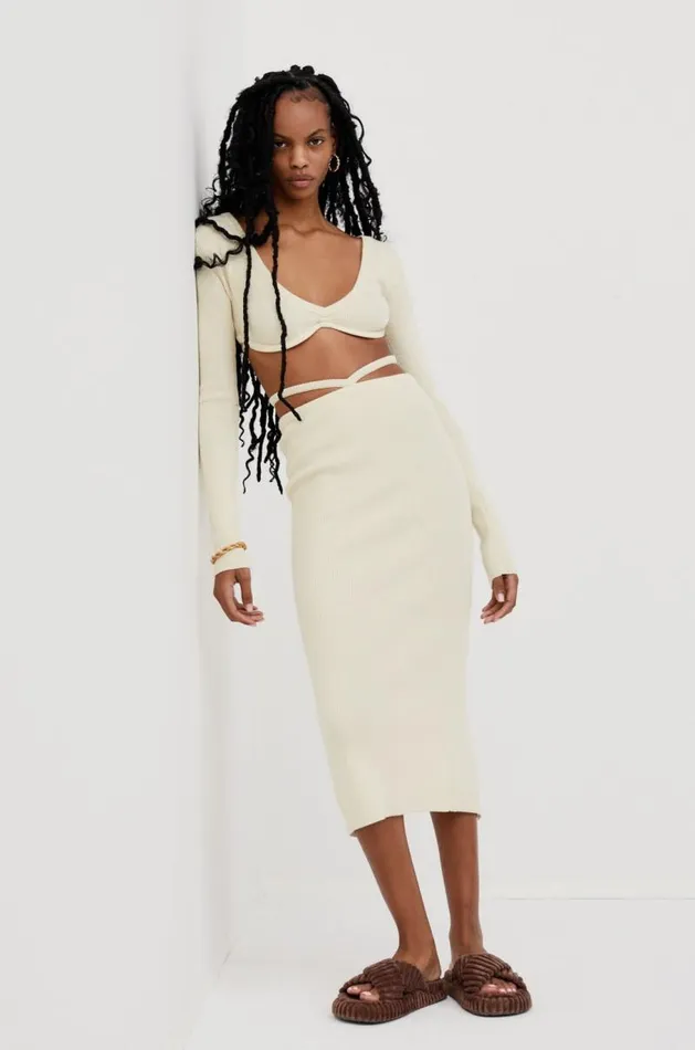 For Love and Lemons Knitwear Mona Midi Skirt Ivory 8211 Women