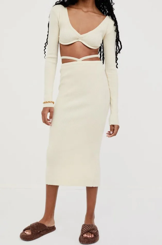 For Love and Lemons Knitwear Mona Midi Skirt Ivory 8211 Women For Love and Lemons Knitwear Mona Midi Skirt Ivory 8211 Women