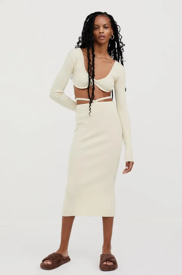 For Love and Lemons Knitwear Mona Midi Skirt Ivory 8211 Women For Love and Lemons Knitwear Mona Midi Skirt Ivory 8211 Women